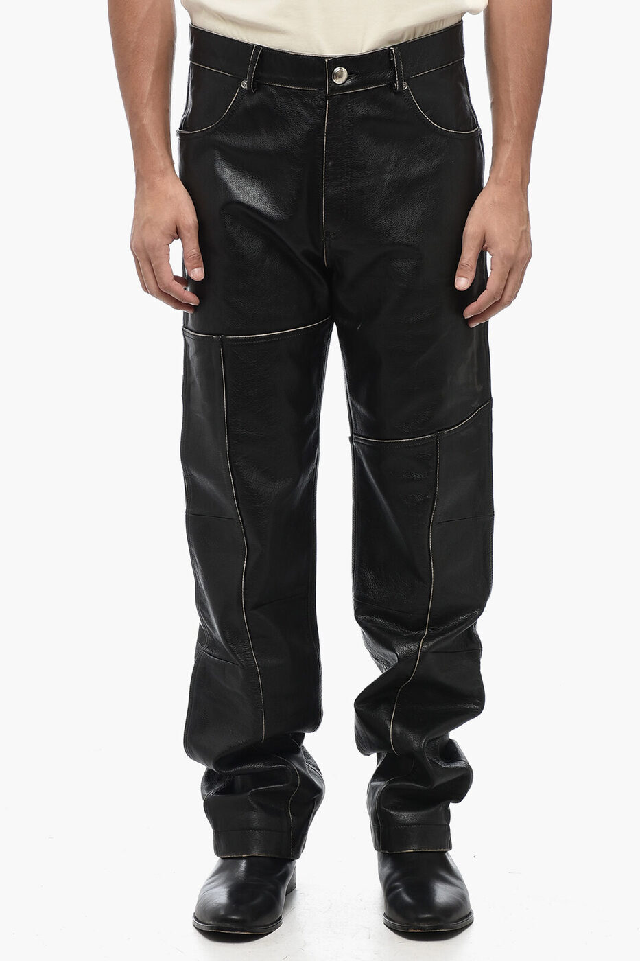 【本日0のつく日P4倍！】 ANDERSSON BELL アンダースンベル パンツ DRESZEN LEATHER PANTS APA674M メンズ STRAIGHT LEG LEATHER DRESZEN PANTS WITH BELT LOOPS 【関税・送料無料】【ラッピング無料】 dkのサムネイル