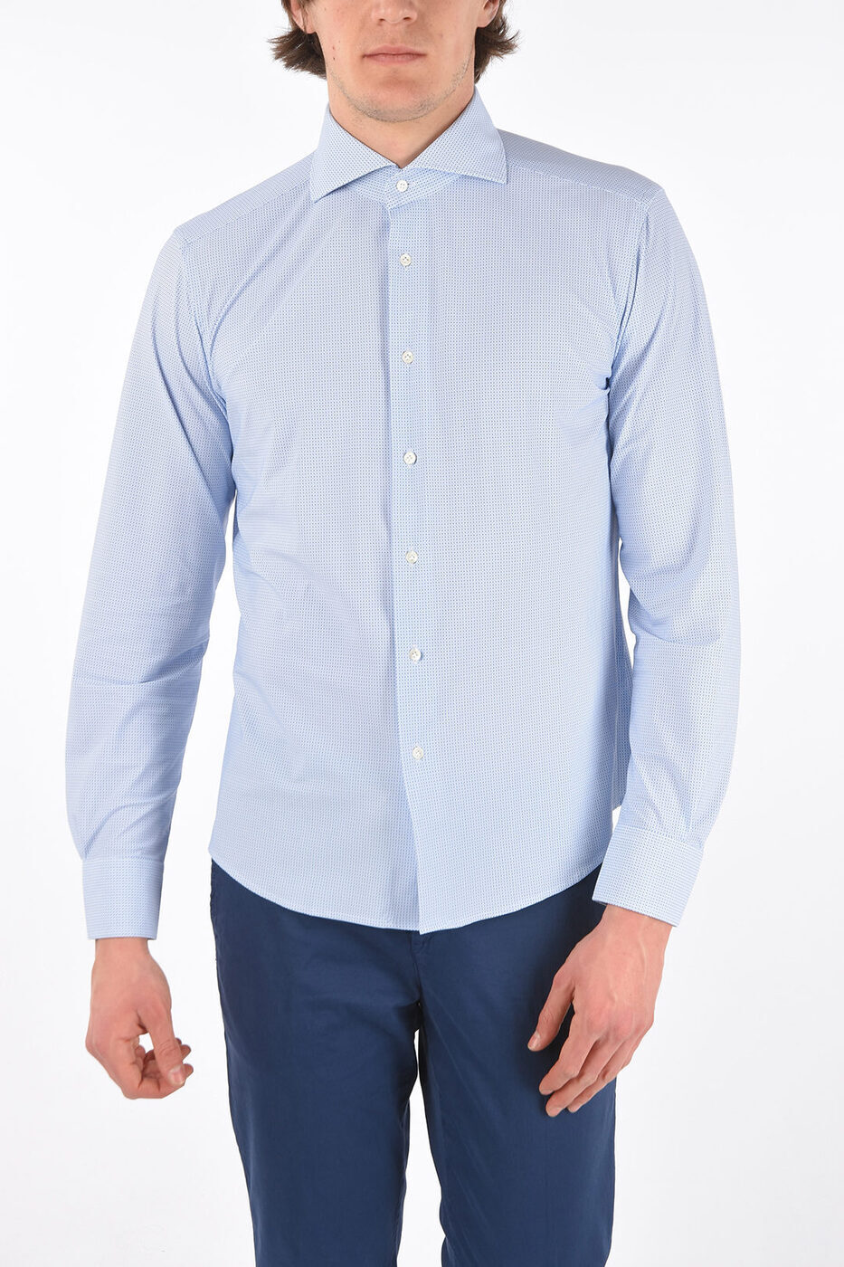 ALEX INGH   Shirts GEOMETRIC PATTERNED SLIM FIT STRETCH SHIRT LE...