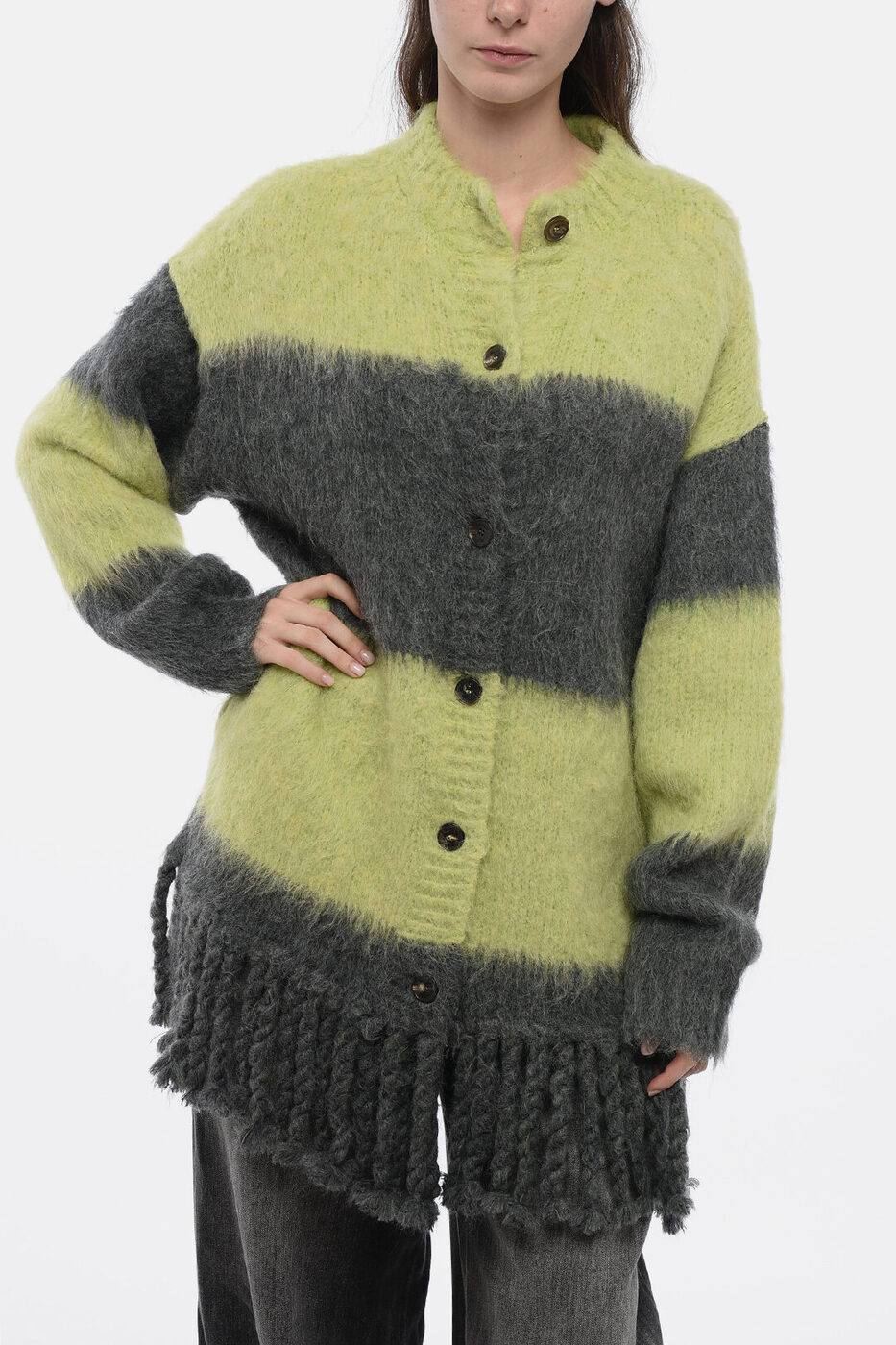 ȥ ETRO  ˥åȥ ǥ Knitwear STRIPED MOTIF CARDIGAN WITH FRINGE...