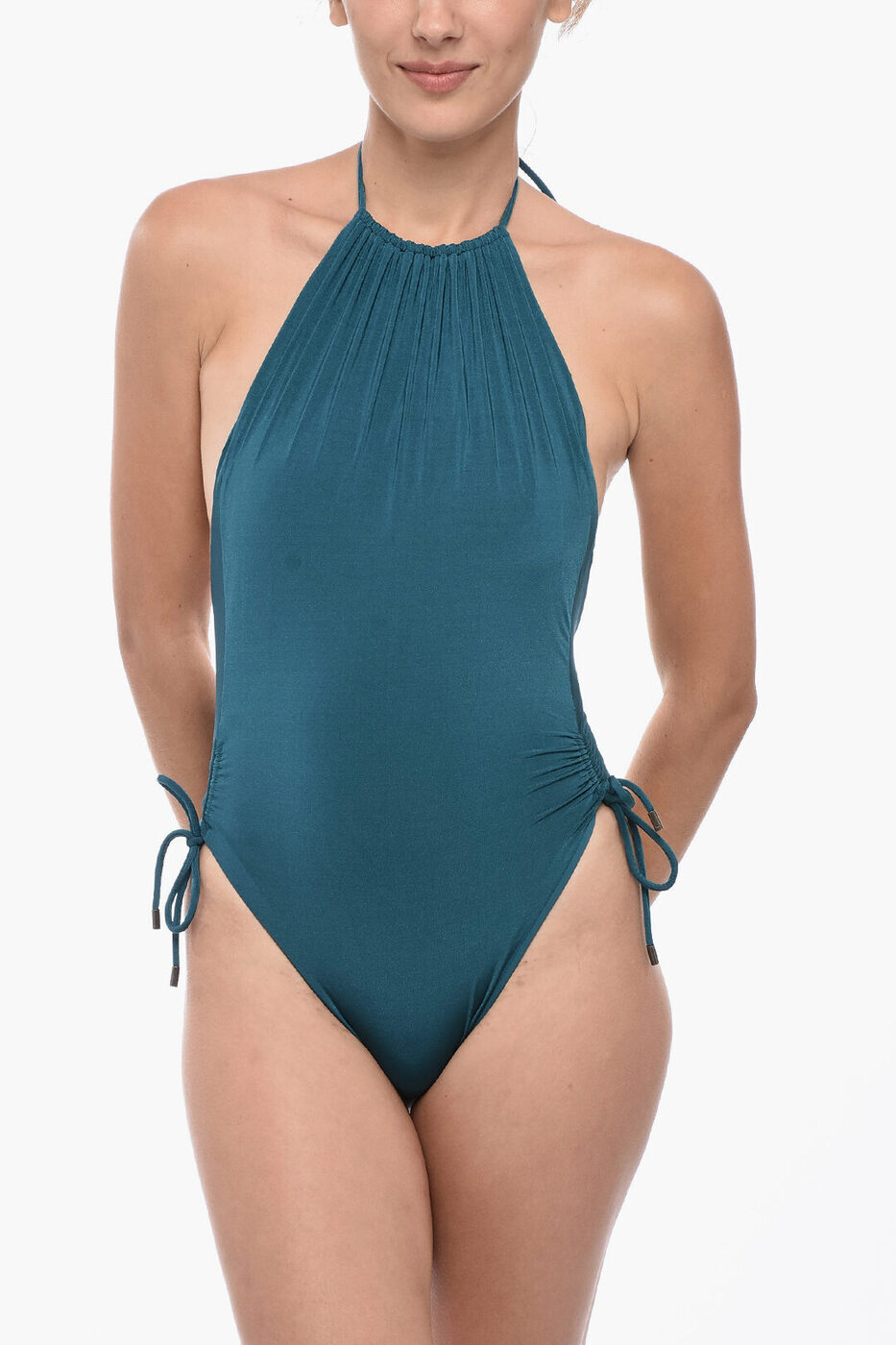 イヴ サンローラン SAINT LAURENT PARIS 水着 スイムウェア レディース Swimwear SOLID COLOR HALTERNECK ONE-PIECE SWIMSUIT 727158 Y37DG 4004 関税 送料無料 ラッピング無料 2020AW dk