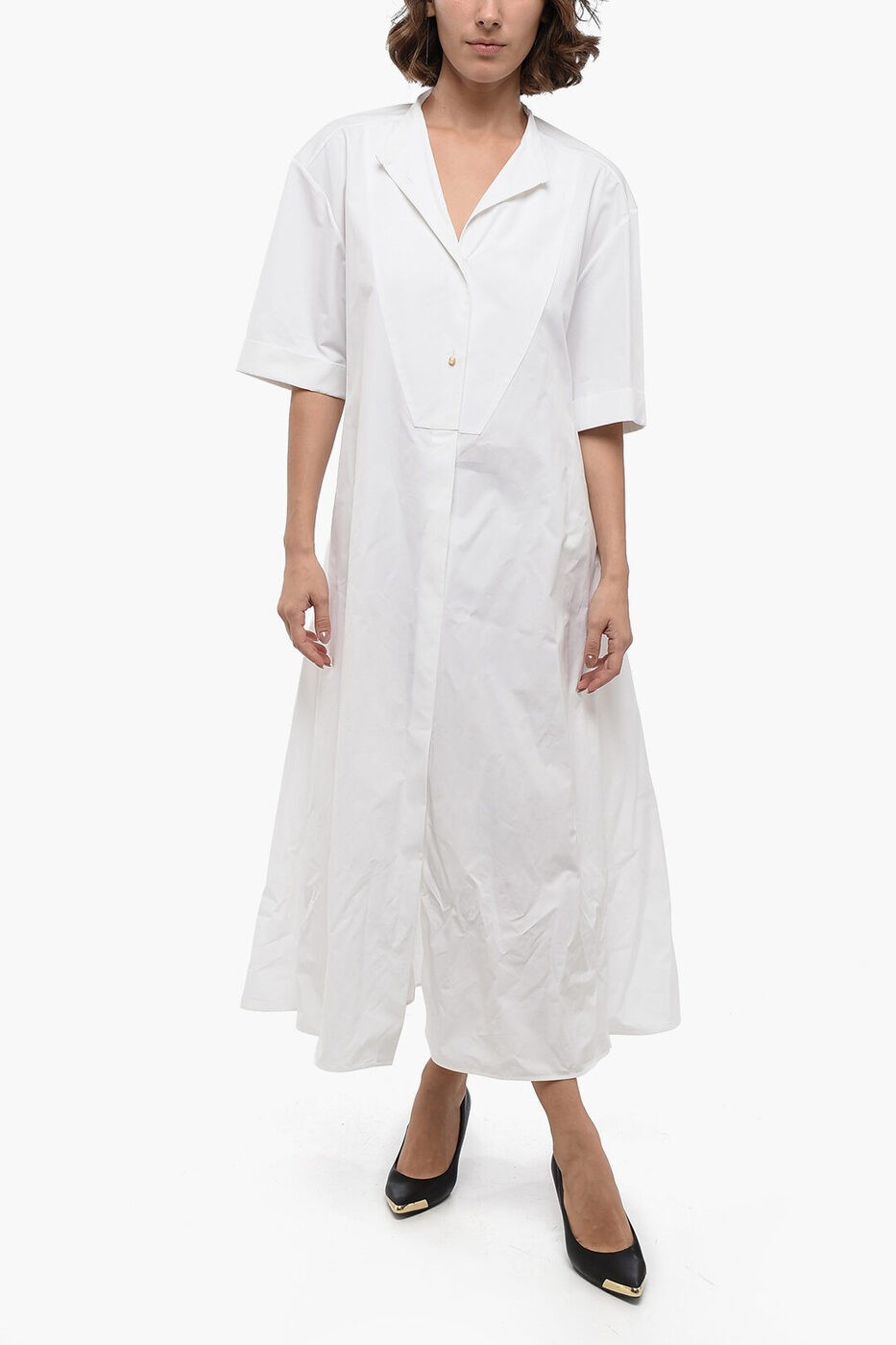 ジルサンダー JIL SANDER ワンピース ドレス レディース Dresses POPELINE COTTON FLARED SHIRT DRESS WITH HIDDEN BUTTONING J02CT0153 J45002 100 関税 送料無料 ラッピング無料 2020SS dkのサムネイル