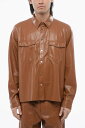 ナヌーシュカ NANUSHKA シャツ メンズ Shirts FAUX LEATHER LEEN SHIRT WITH DOUBLE BREAST POCKET NM22FWTP00876 0 TOBACCO 関税 送料無料 ラッピング無料 2020SS dk