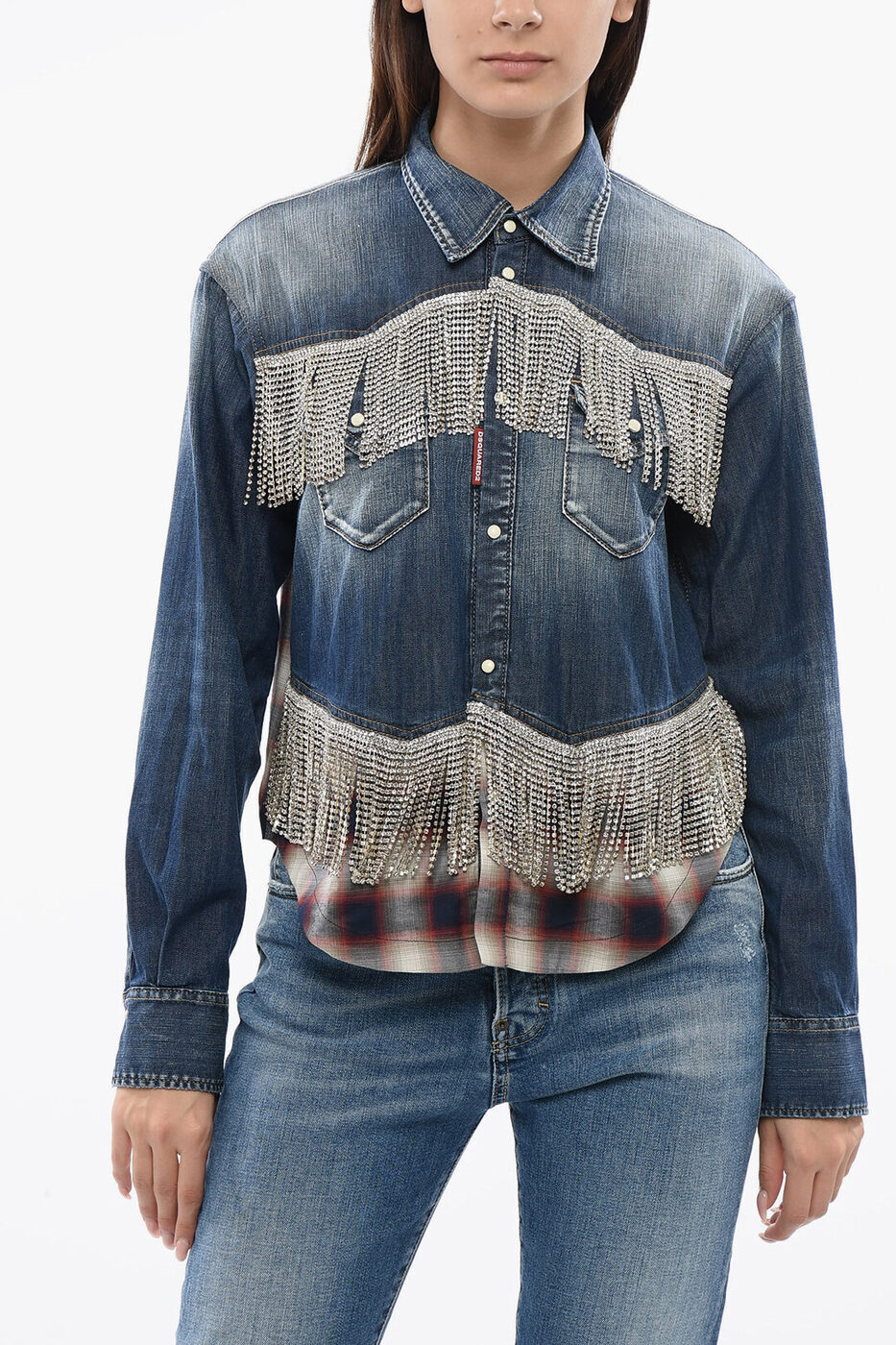 ǥ DSQUARED2  ǥ Shirts DENIM SAHARAN SHIRT WITH CRYSTAL ...