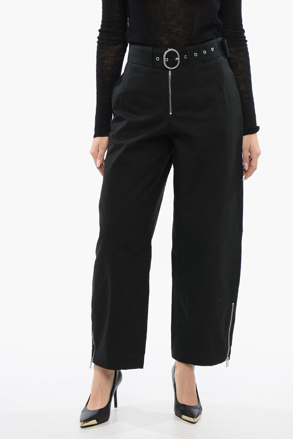 륵 JIL SANDER ܥ ѥ ǥ Trousers WIDE-LEG BELTED PANTS J40KA01...