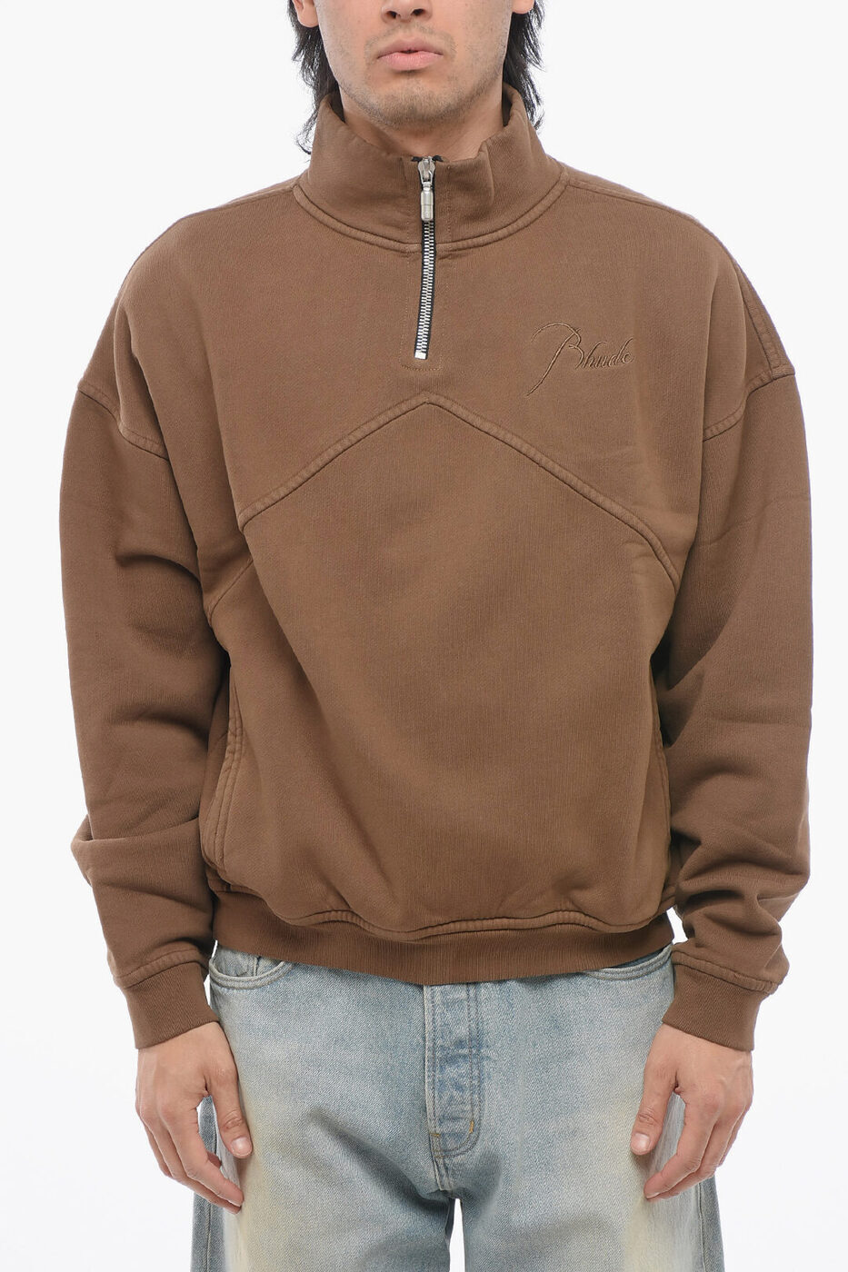 ルード RHUDE スウェットシャツ トレーナー メンズ Sweatshirts COTTON SWEATSHIRT WITH EMBOSSED LOGO AND HALF ZIP RHFW22SW06 012090 0090 関税 送料無料 ラッピング無料 2020SS dk