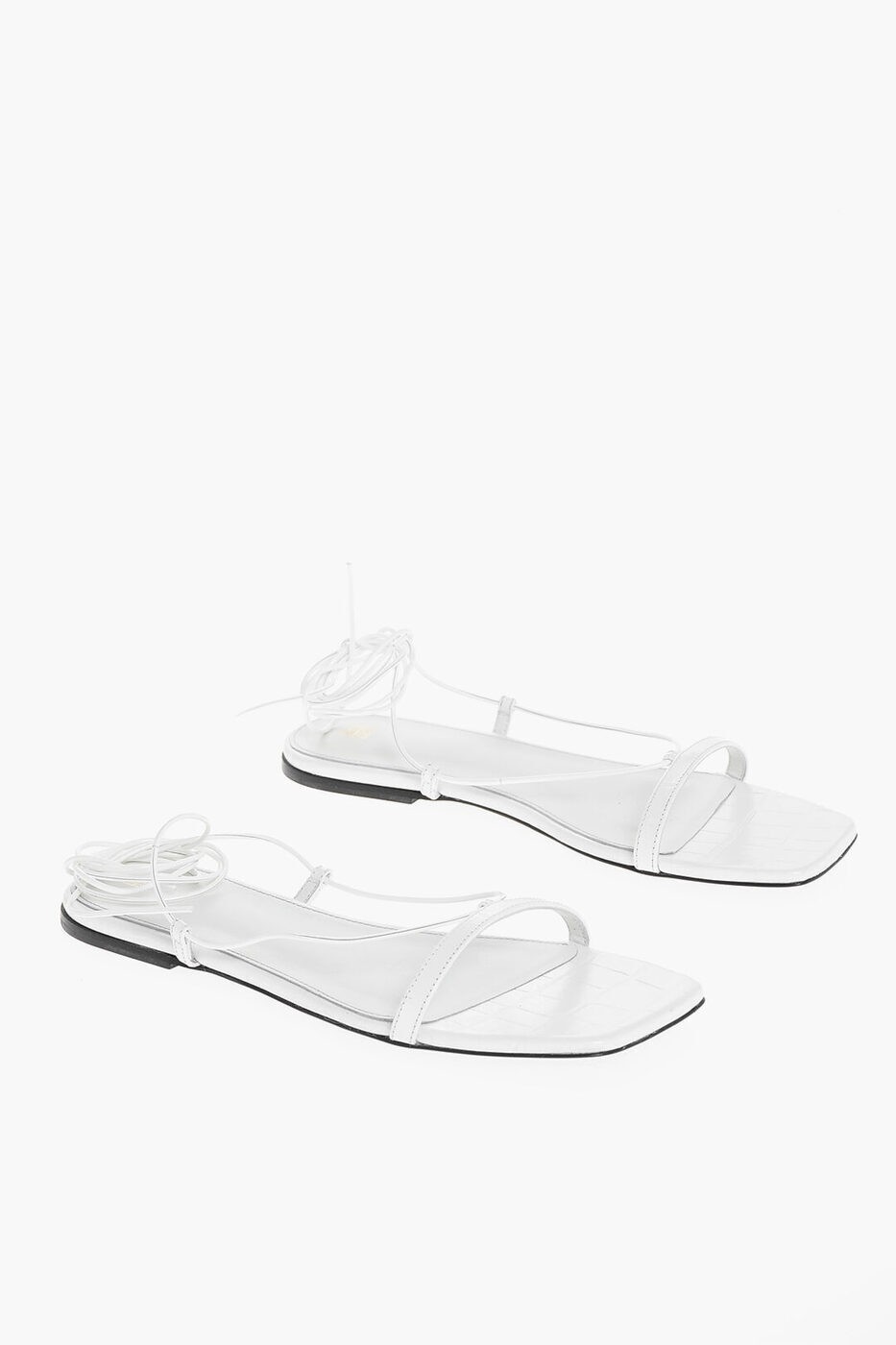 ȡƥ TOTEME եåȥ塼 եåȥ塼 ǥ Flat Shoes CROCO EMBOSSED LEATHER LACE-UP SANDALS 242WAS2053LE0029047  ̵ åԥ̵ 2020SS dk