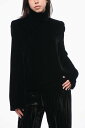 イヴ サンローラン SAINT LAURENT PARIS Tシャツ トップス レディース T-shirts and tops VELVET TOP WITH PADDED SHOULDERS 770529 Y1H02 1000 関税 送料無料 ラッピング無料 2020SS dk