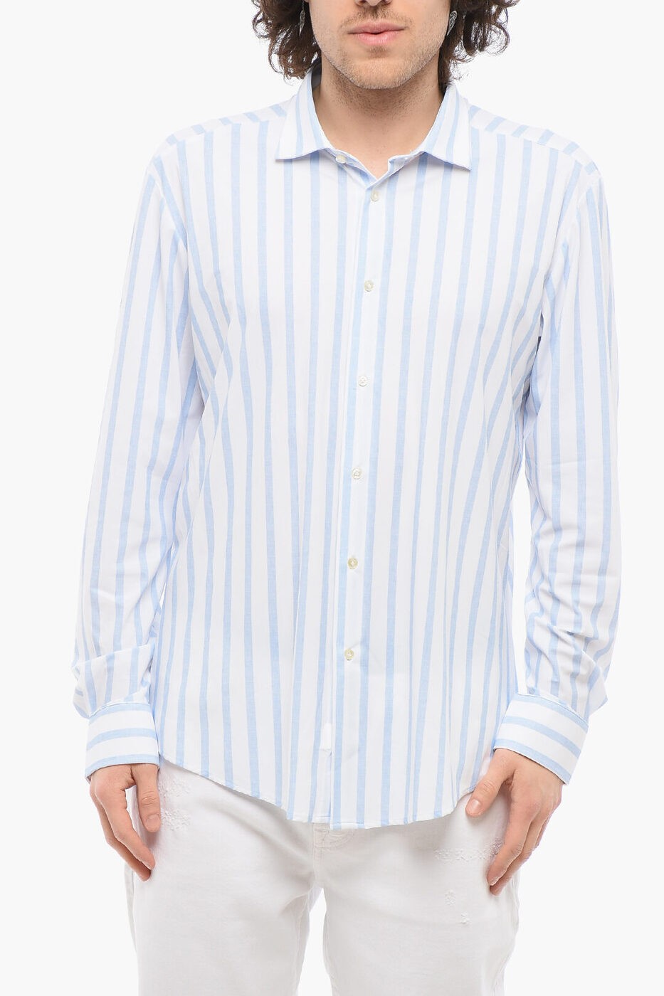 ֥饤ǡ륹 BRIAN DALES   Shirts TWO-TONE STRIPED SHIRT WITH SPREA...