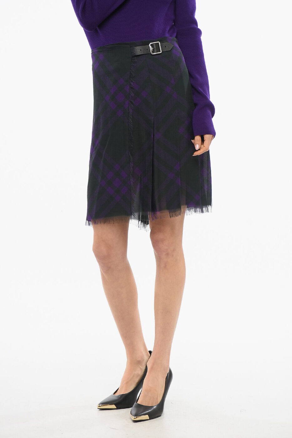 ݥȺ4!! СХ꡼ BURBERRY  ǥ Skirts SILK PLEATED WRAP SKIR...