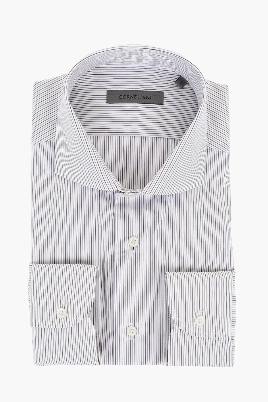 ͥꥢ CORNELIANI   Shirts STRIPED POPLIN COTTON SHIRT WITH SPR...