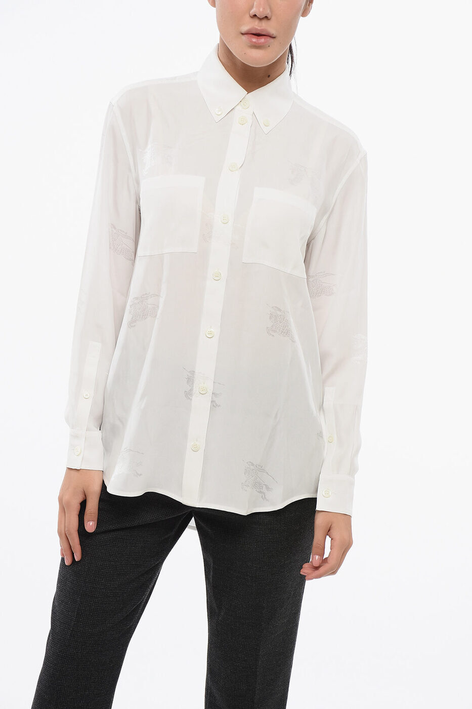 СХ꡼ BURBERRY  ǥ Shirts SILK IVANNA SHIRT WITH LOGO PRINT 8063...