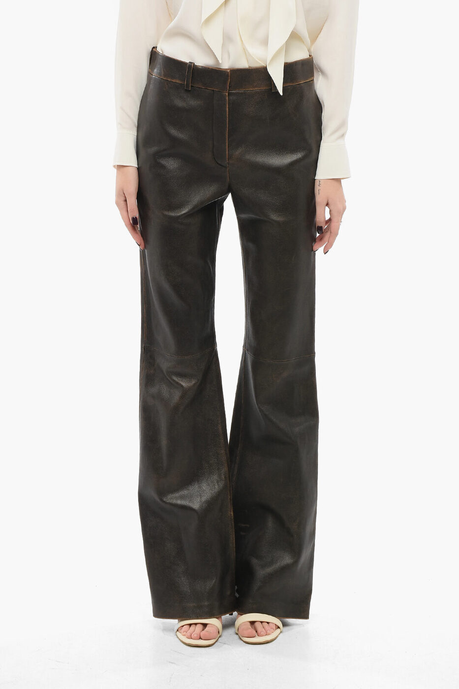  LOEWE ܥ ѥ ǥ Trousers LEATHER FLARED PANTS S359Y54L45 0 DAR...