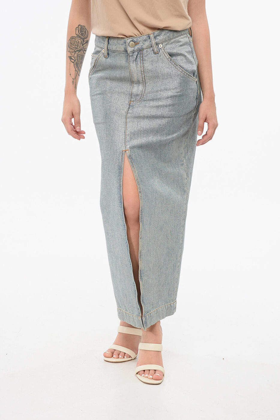 ѡ DARKPARK  ǥ Skirts LUREX DENIM SKIRT WITH VINTAGE EFFEC...