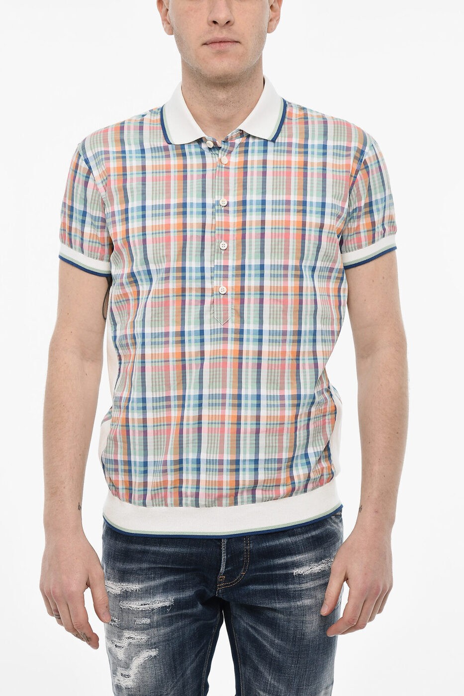 ǥ DSQUARED2   Shirts CHECKED SHIRT WITH KNITTED DETAILS ...