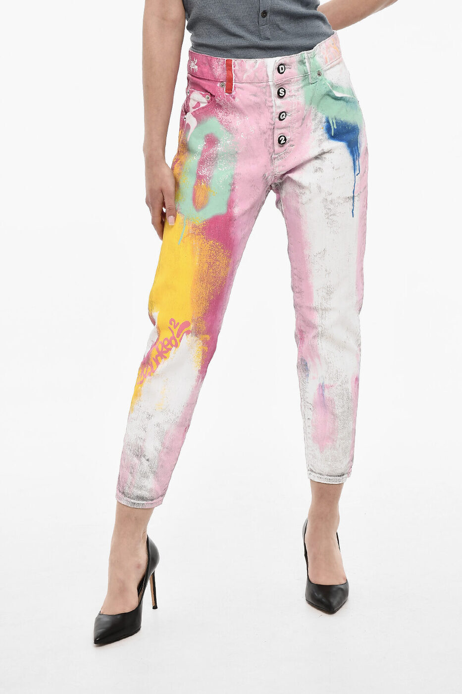 ǥ DSQUARED2 ǥ˥ ǥ Jeans CROPPED DAN JEANS PAINT EFFECT S72...