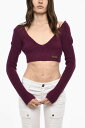 【1000円OFFクーポン配布中!!】 ディースクエアード DSQUARED2 Tシャツ トップス レディース T-shirts and tops CROPPED LONG SLEEVED WOOL TOP WITH DEEP NECKLINE S75HA1224 S18305 406 関税 送料無料 ラッピング無料 2020AW dk