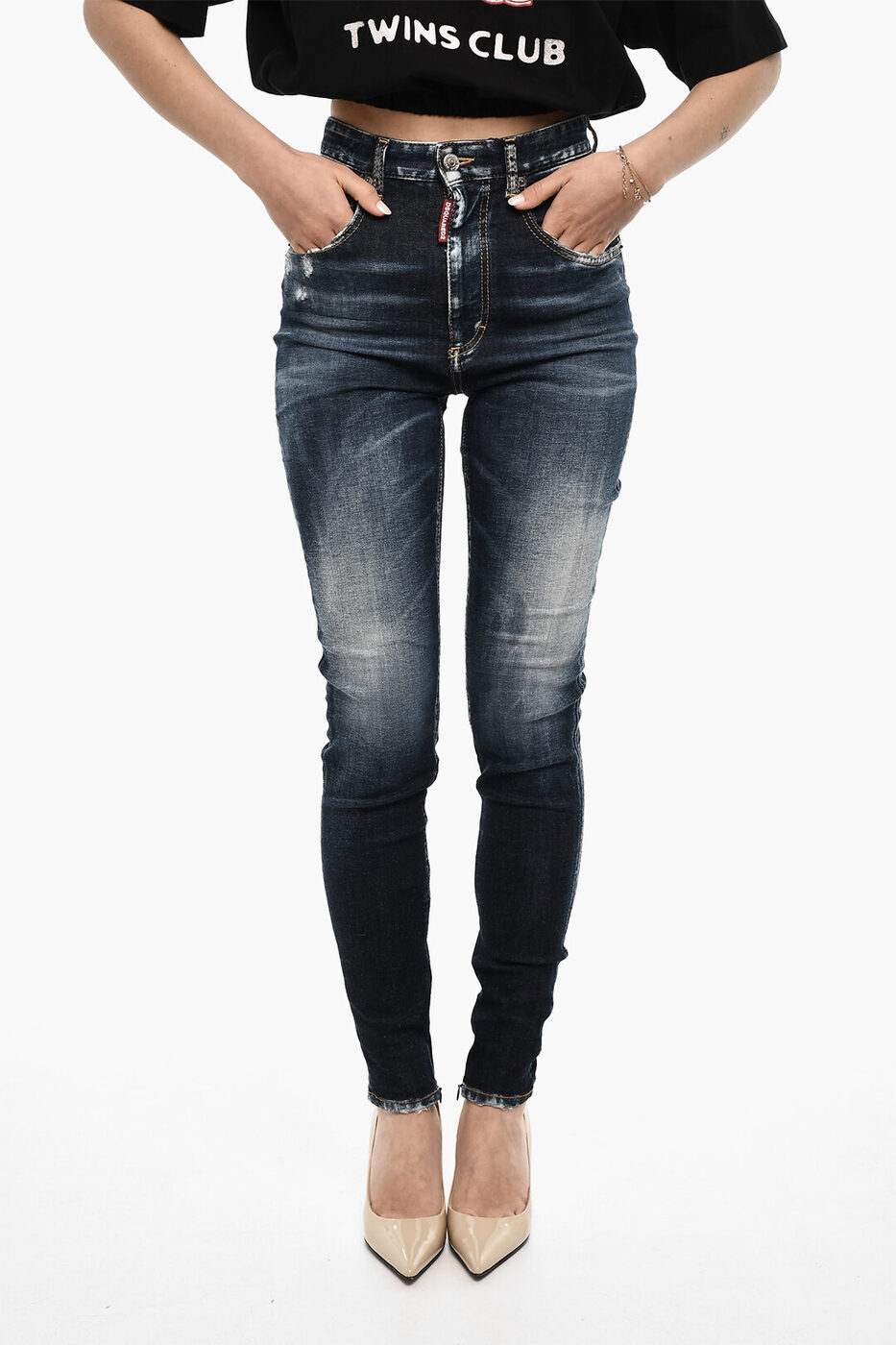 ǥ DSQUARED2 ǥ˥ ǥ Jeans HIGH WAIST TWIGGY SLIM FIT JEANS S...