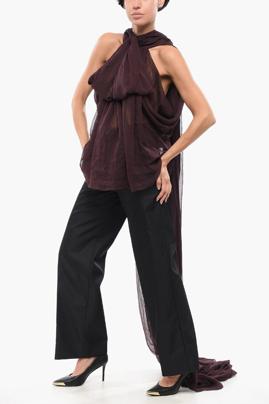   SAINT LAURENT PARIS  ǥ Shirts SILK CREPE BLOUSE WITH ...