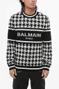 バルマン BALMAIN セーター ニットウェア メンズ Knitwear HOUNDSTOOTH MOTIF LINEN BLEND CREWNECK SWEATER YH1KD000KC08GAB 関税 送料無料 ラッピング無料 2020AW dk