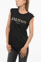 バルマン BALMAIN Tシャツ トップス レディース T-shirts and tops SOLID COLOR TOP WITH PRINTED LOGO AND DECORATIVE BUTTONS RF11075I042EAD 関税 送料無料 ラッピング無料 2020AW dk