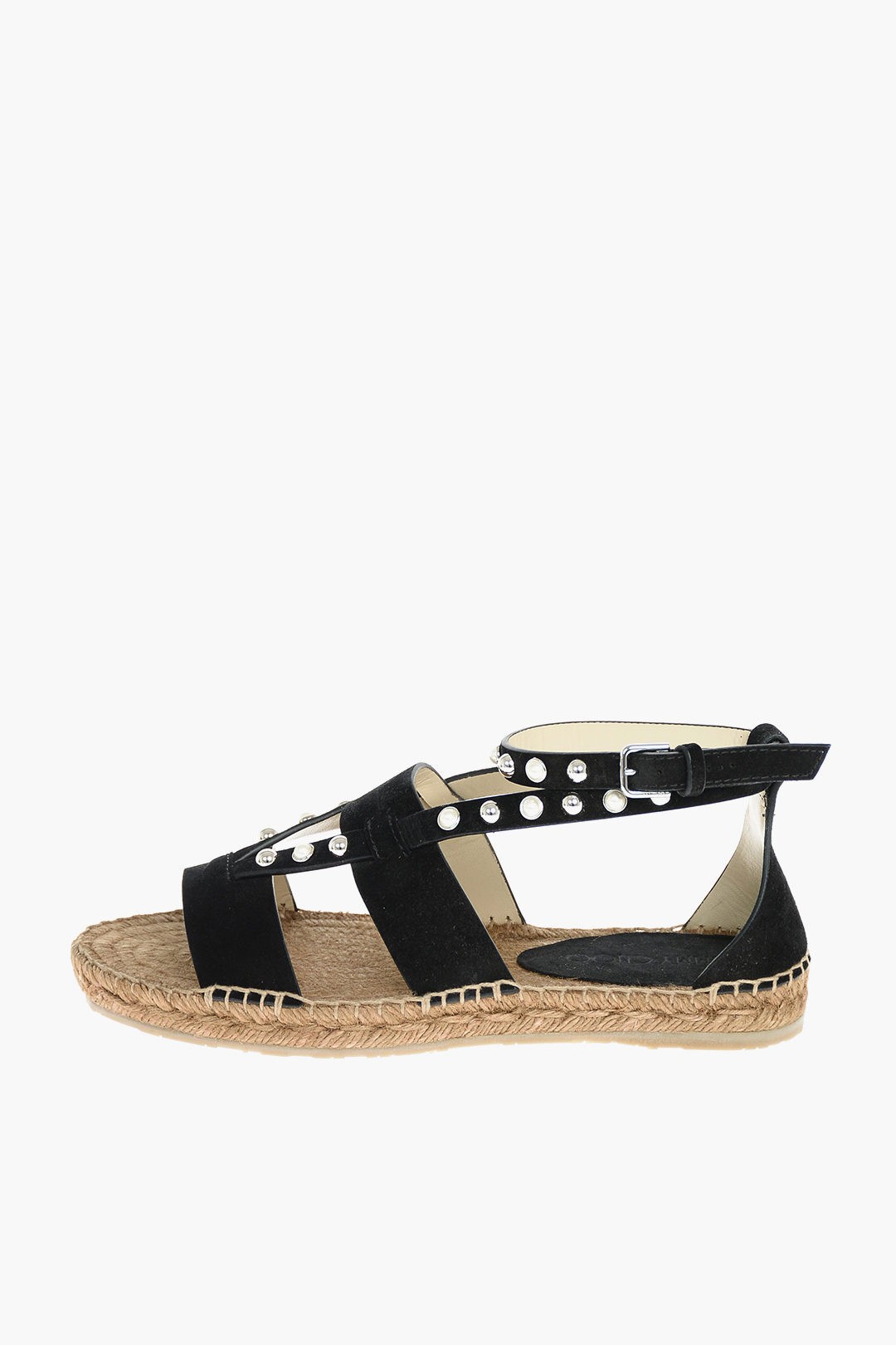 JIMMY CHOO ジミーチュウ Black フラットシューズ DENISEFLATWAHBLACKWHITEMIX レディース RAFFIA SOLE DENISE SUEDE FLAT SANDALS 【関税・送料無料】【ラッピング無料】 dk