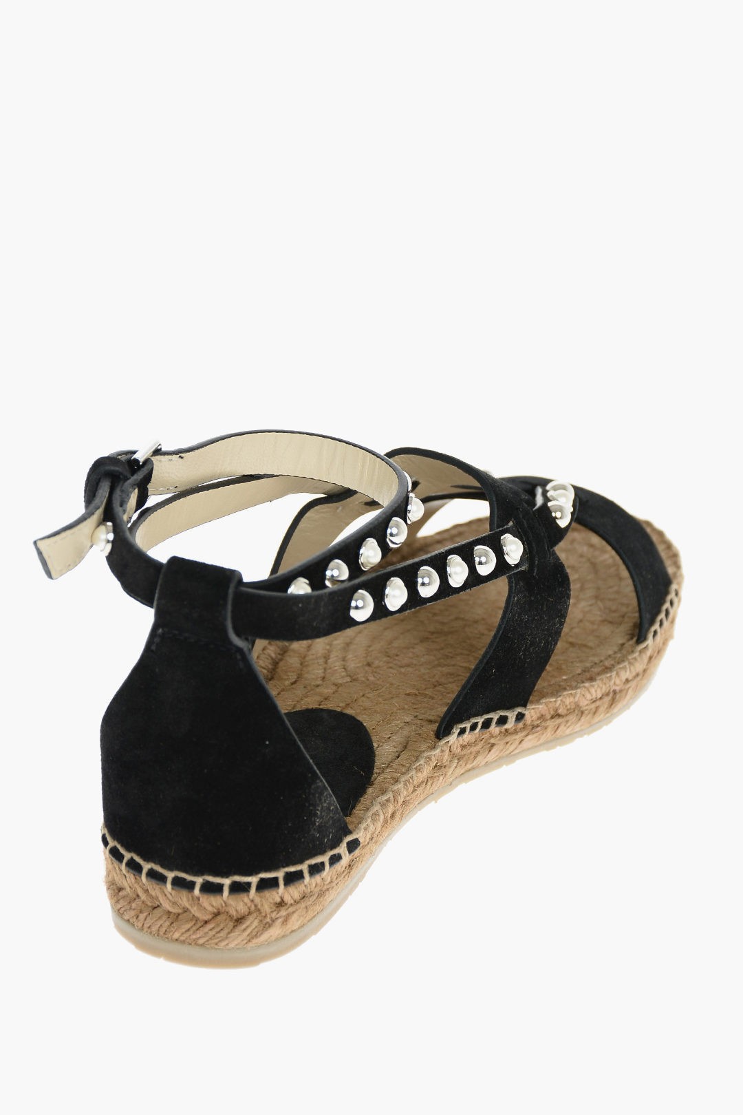 JIMMY CHOO ジミーチュウ Black フラットシューズ DENISEFLATWAHBLACKWHITEMIX レディース RAFFIA SOLE DENISE SUEDE FLAT SANDALS 【関税・送料無料】【ラッピング無料】 dk