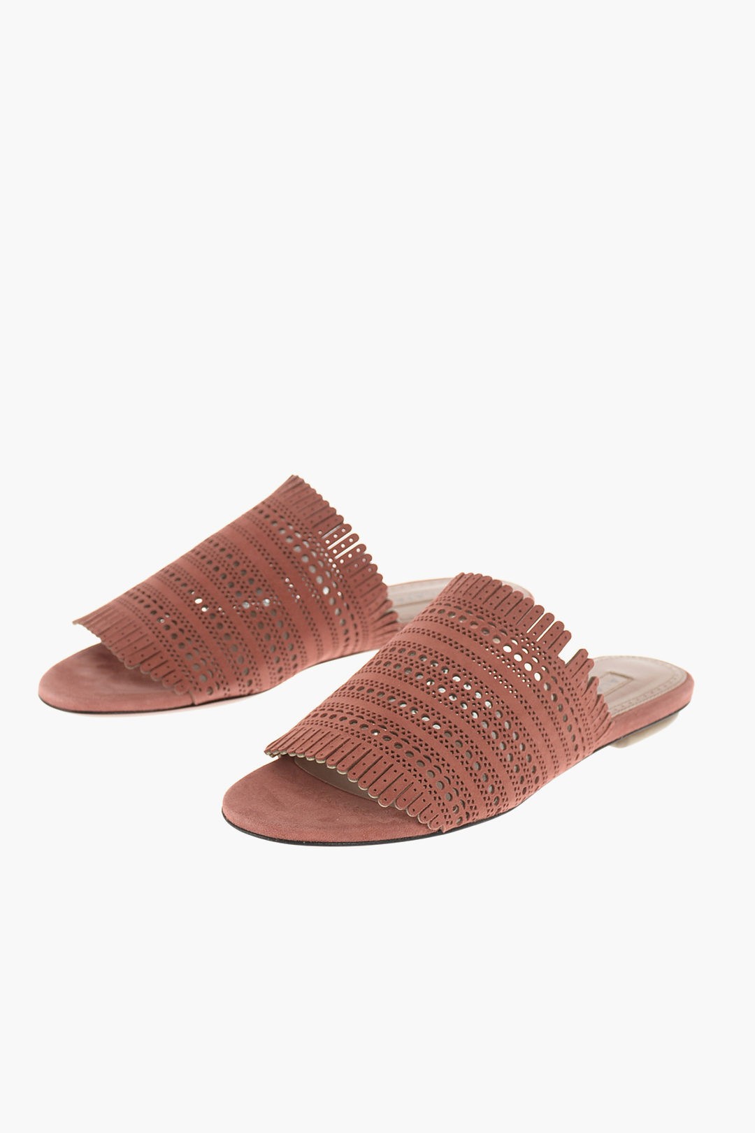 ALAIA アライア Pink フラットシューズ AA3M041C/K039723 レディース PERFORATED SUEDE FLAT SANDALS 【関税・送料無料】【ラッピング無料】 dk
