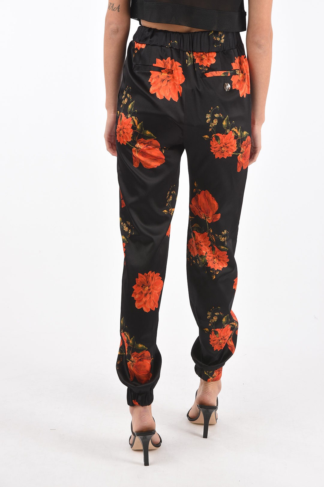 新作入荷格安 PHILIPP COUTURE SILK ROSES PRINTED JOGGER PANTS dk:BRANDSHOP・クラージュ店 PLEIN フィリッププレイン Black パンツ P367080 レディース 超歓迎新作