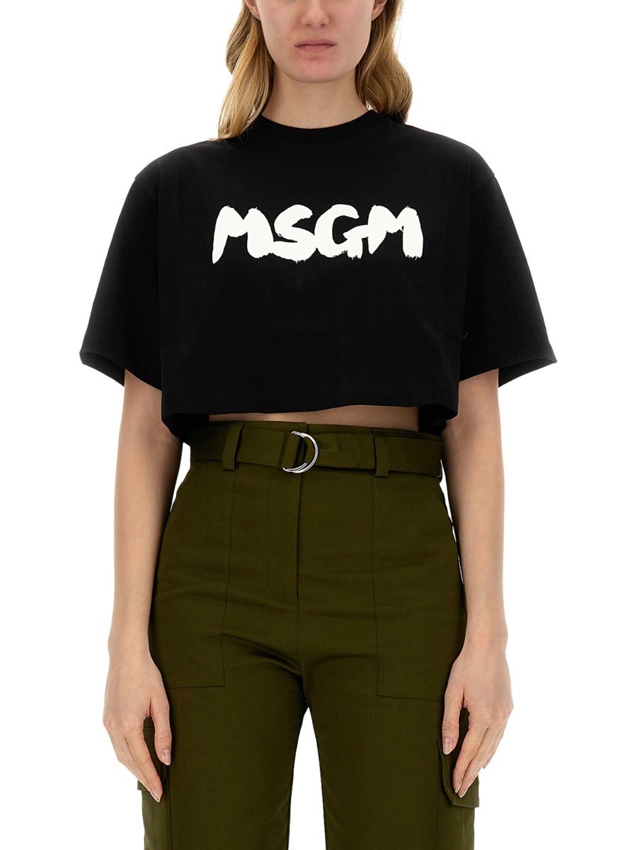 MSGM エムエスジーエム ブラック BLACK Tシャツ レディース 春夏2024 307895 【関税・送料無料】【ラッピング無料】 el