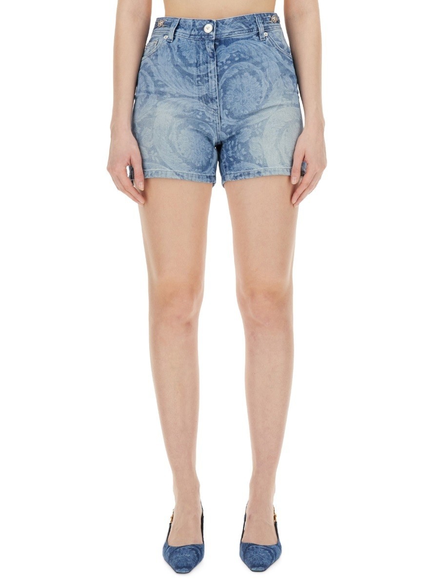 ݥȺ4!! 륵 VERSACE ǥ˥ॷ硼 硼 ǥ ֥롼 Denim shorts 3145...