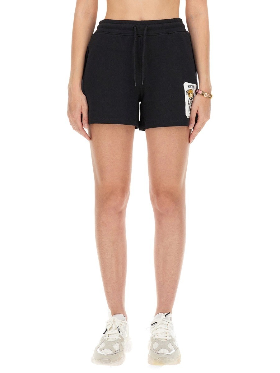 ⥹ MOSCHINO ǥ˥ॷ硼 硼 ǥ ֥å Denim shorts 332186 BLACK  ...