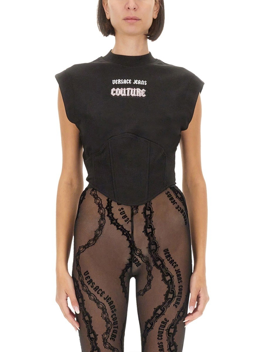 륵󥺡塼 VERSACE JEANS COUTURE T ȥåץ ǥ ֥å T-shirts...