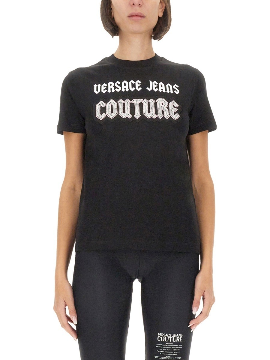 륵󥺡塼 VERSACE JEANS COUTURE ݥ T ǥ ֥å T-shirt...