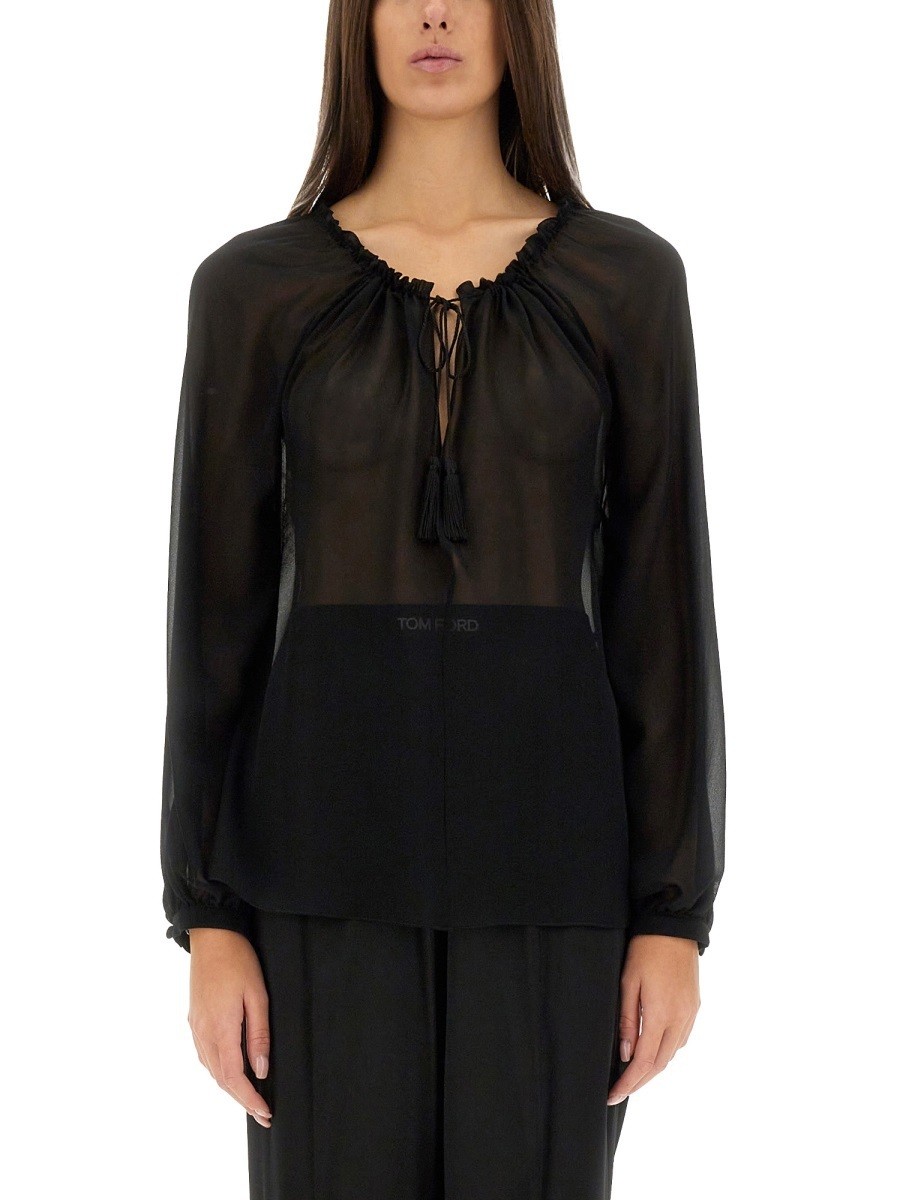 ȥ ե TOM FORD T ȥåץ ǥ ֥å T-shirts and tops 352779 BLACK ...