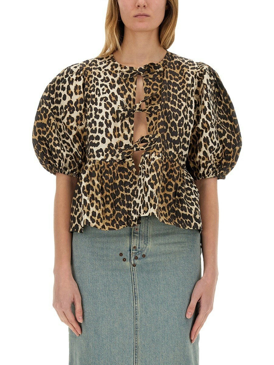 ˡ GANNI T ȥåץ ǥ T-shirts and tops 350819 ANIMALIER  ̵ ...