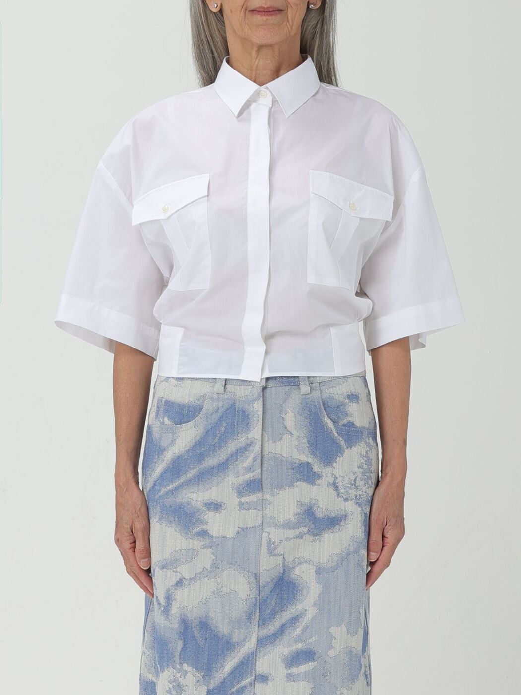 【土日限定クーポン配布中！】 MSGM エムエスジーエム ホワイト White シャツ レディース 春夏2024 3641MDE07X247101 【関税・送料無料】【ラッピング無料】 gi