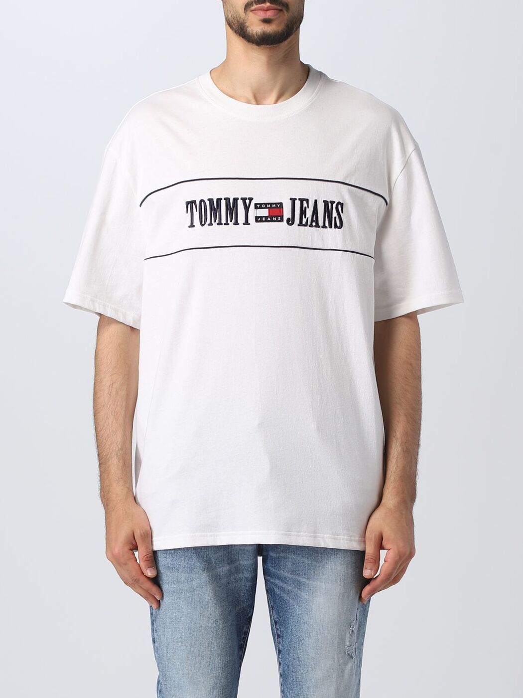 TOMMY JEANS トミー ジーンズ ホワイト White Tシャツ メンズ 春夏2023 DM0DM16309 【関税・送料無料】【ラッピング無料】 gi