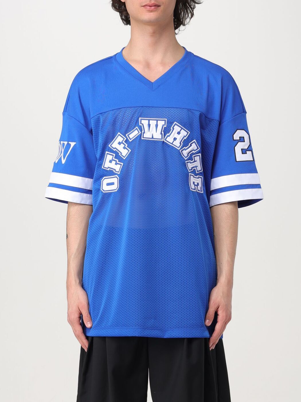 【0のつく日は全商品ポイント4倍】 OFF WHITE オフホワイト ブルー Blue Tシャツ メンズ 春夏2024 OMAA169S24JER002 【関税・送料無料】【ラッピング無料】 gi