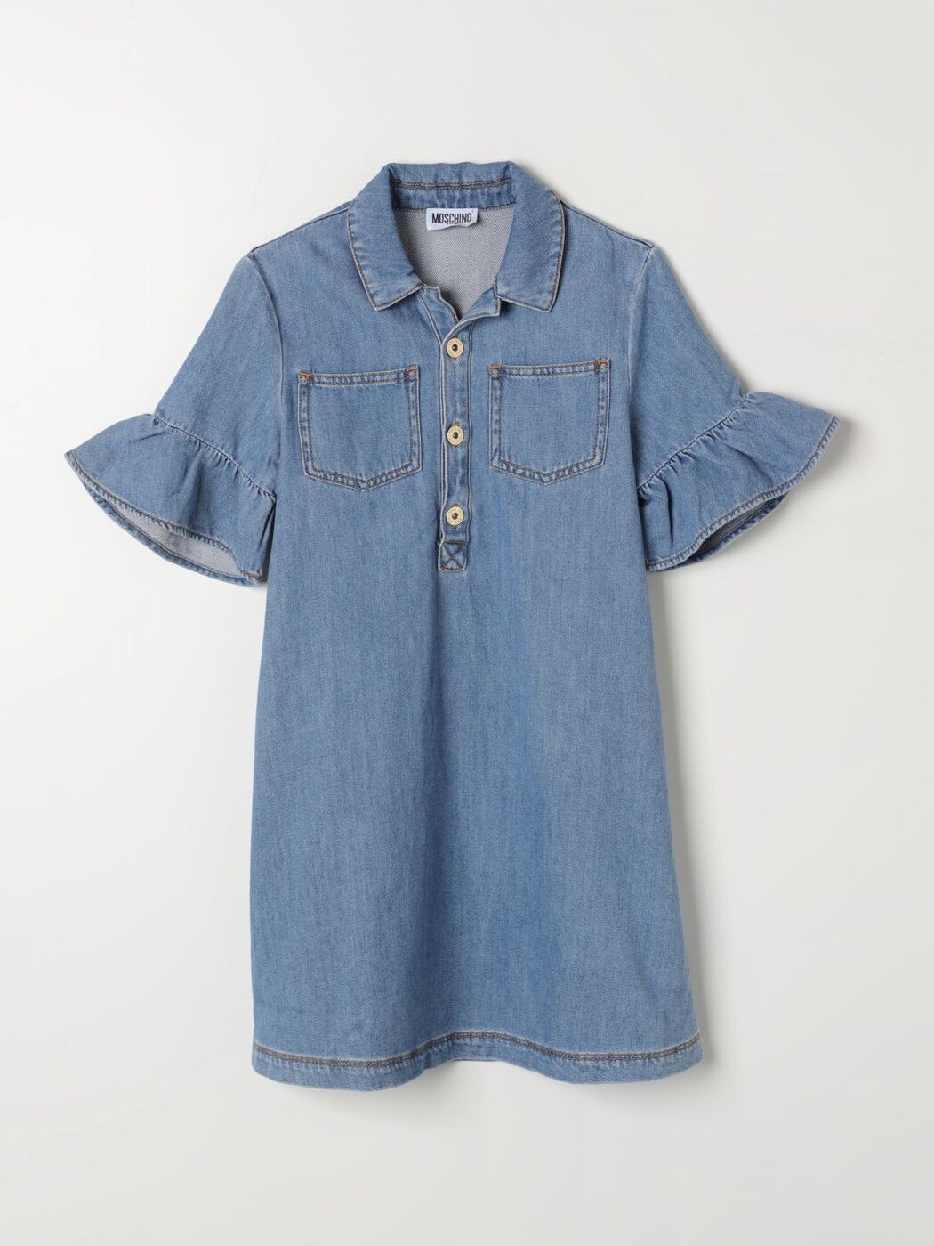 MOSCHINO KIDS モスキーノ・キッズ ブルー Denim ドレス ガールズ 春夏2024 HDV0EML0E23 【関税・送料..