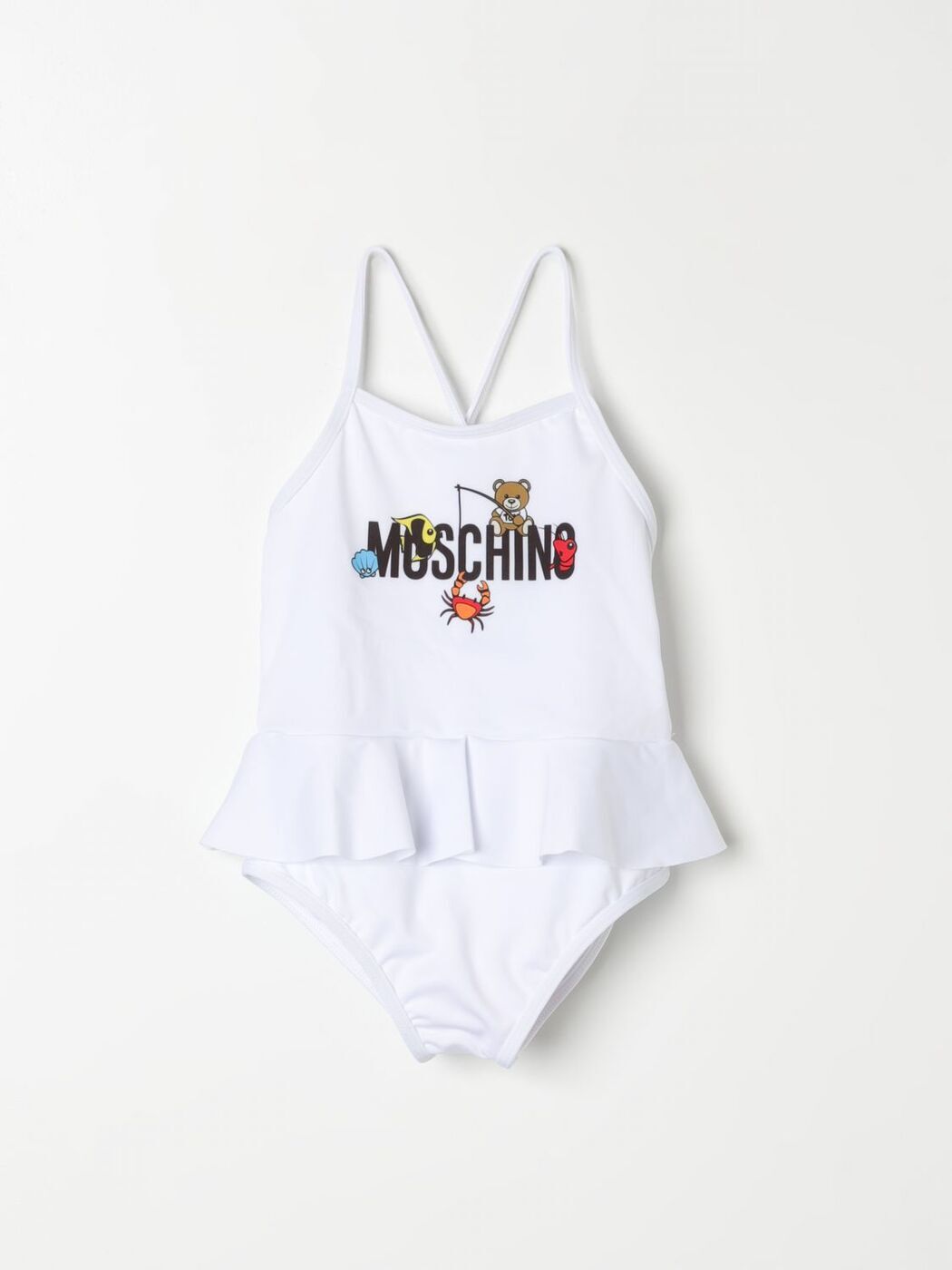 MOSCHINO モスキーノ ホワイト White スイムウェア ベビーユニセックス 春夏2024 MDL00QLKA00 【関税・..