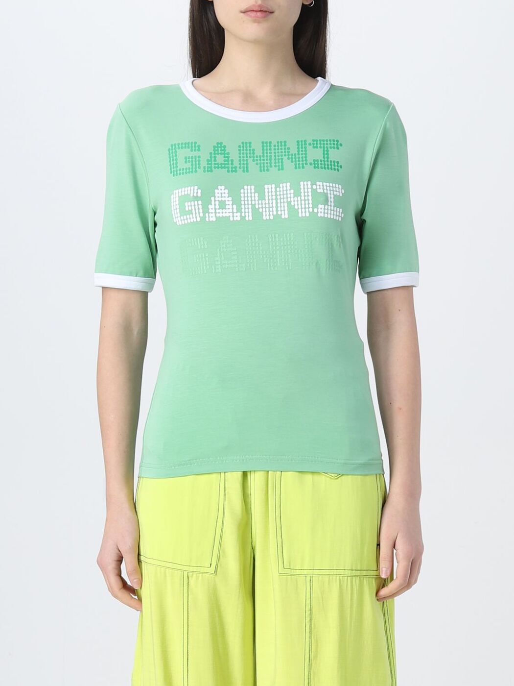 【本日ポイント4倍！】 ガニー GANNI ポロシャツ Tシャツ レディース グリーン T-shirts and polo shirts T3352 Green 関税 送料無料 ラッピング無料 2023SS giのサムネイル