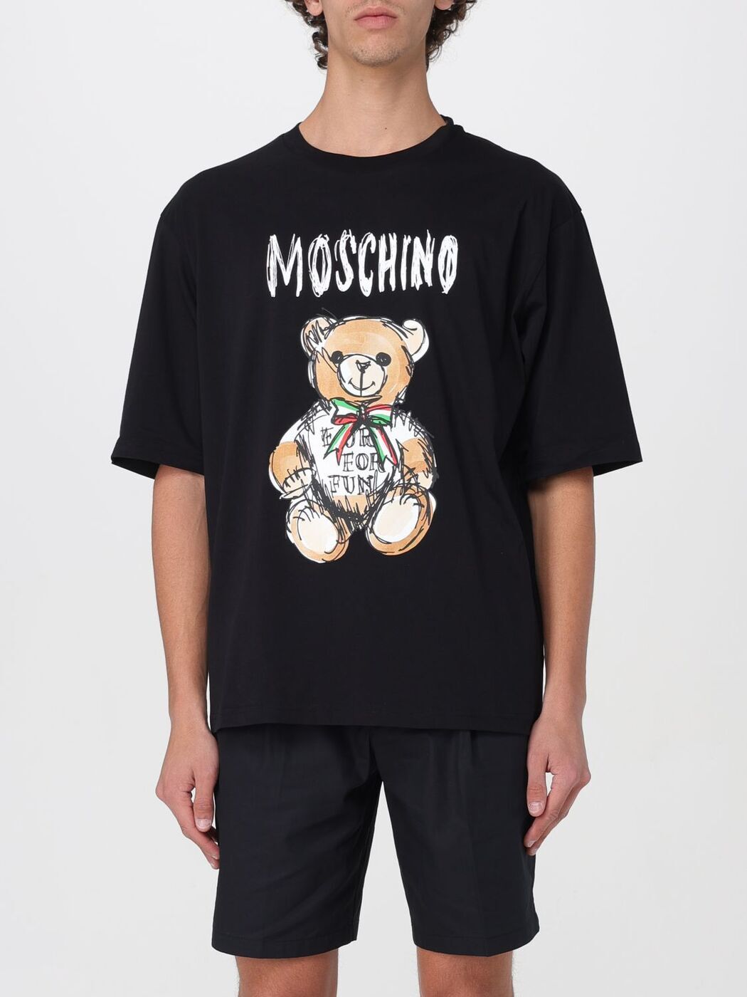 MOSCHINO モスキーノ ブラック Black Tシャツ メンズ 春夏2024 07140241 【関税・送料無料】【ラッピング無料】 gi