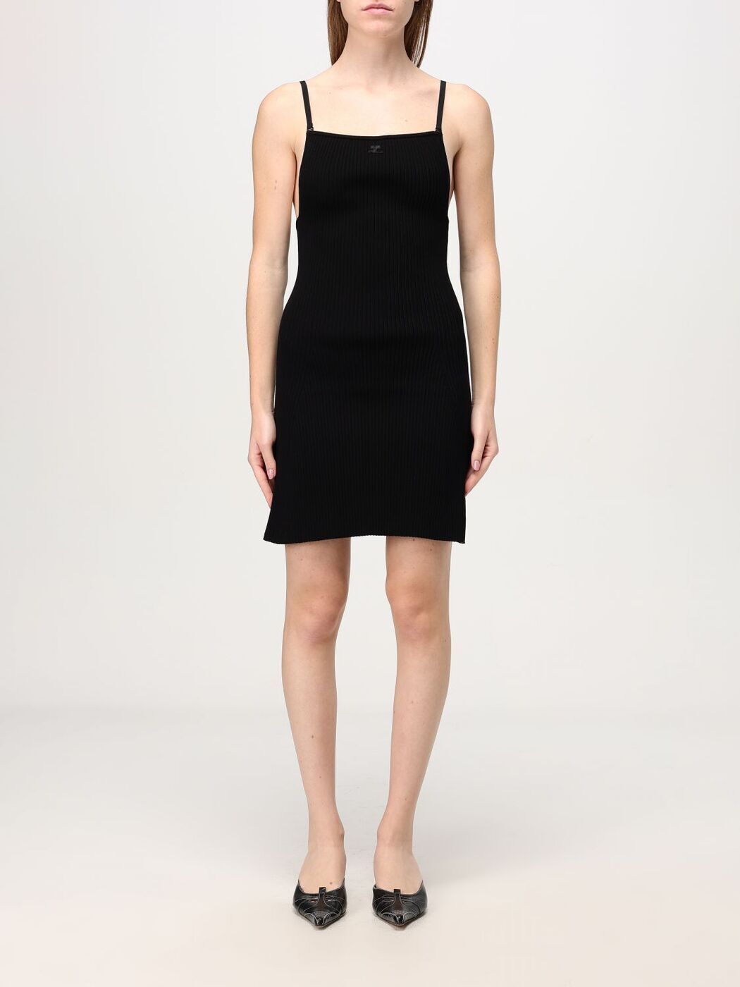 졼 COURREGES ԡ ɥ쥹 ǥ ֥å Dresses 324MRO441FI0001 Black  ...