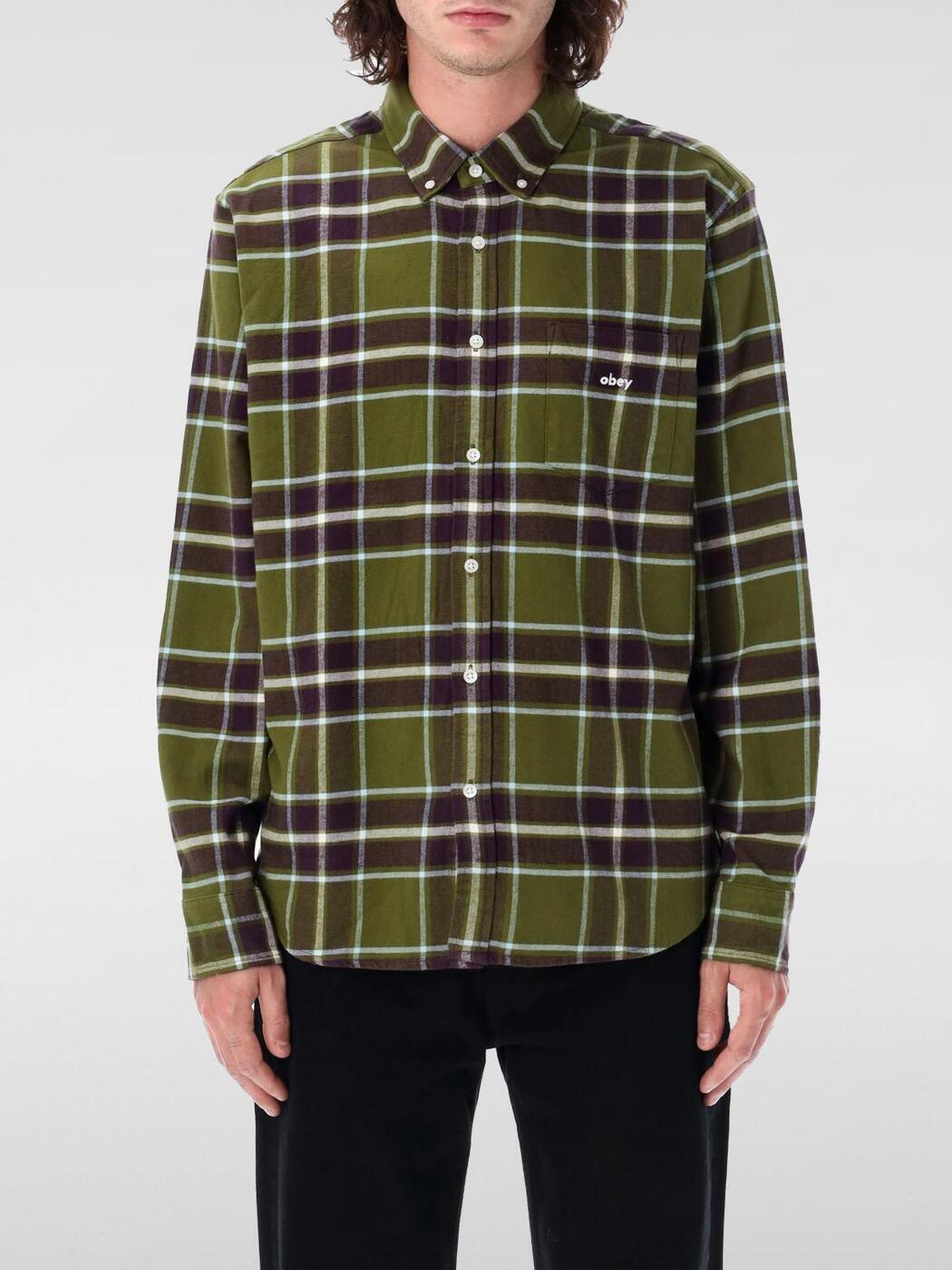 ٥ OBEY   ꡼ Shirts 181200393 Green  ̵ åԥ̵ 2025AW gi