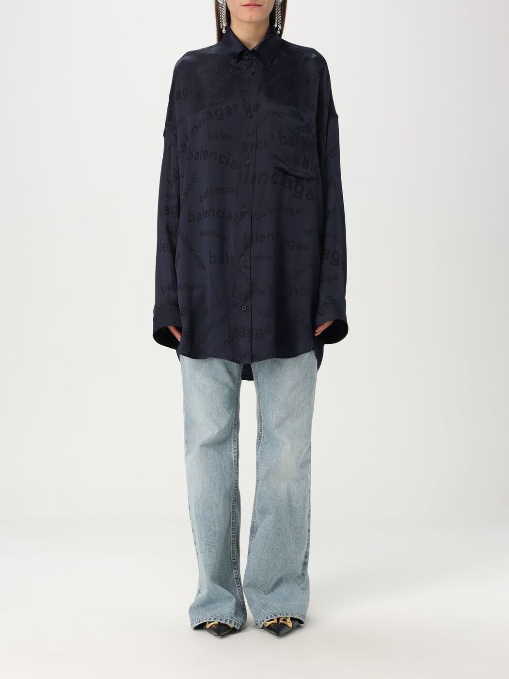 Х󥷥 BALENCIAGA  ǥ ֥롼 Shirts 773300 TRN04 Blue  ̵ åԥ...