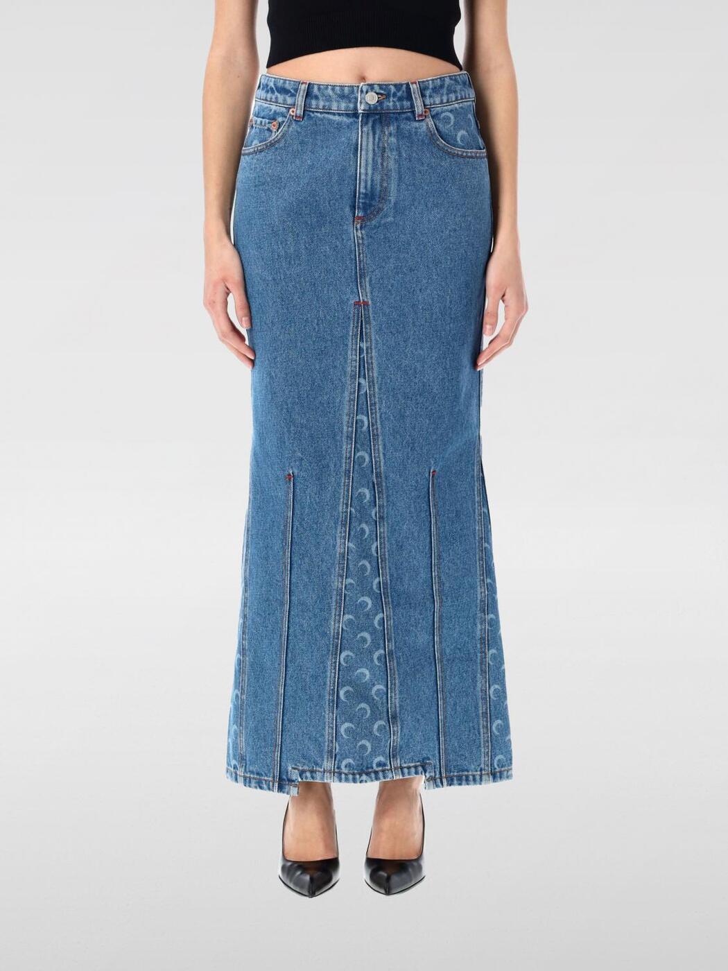 ޥ꡼󥻥 MARINE SERRE  ǥ ֥롼 Skirts WSK074ACDEN0002 Blue  ̵...