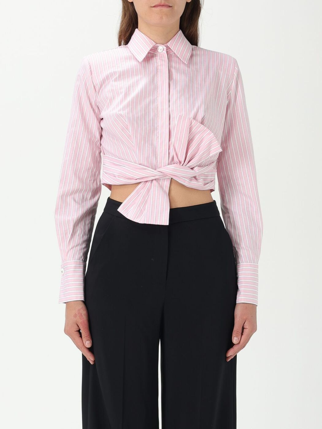 ELISABETTA FRANCHI V-NECK CREPE BLOUSE (ELISABETTA FRANCHI