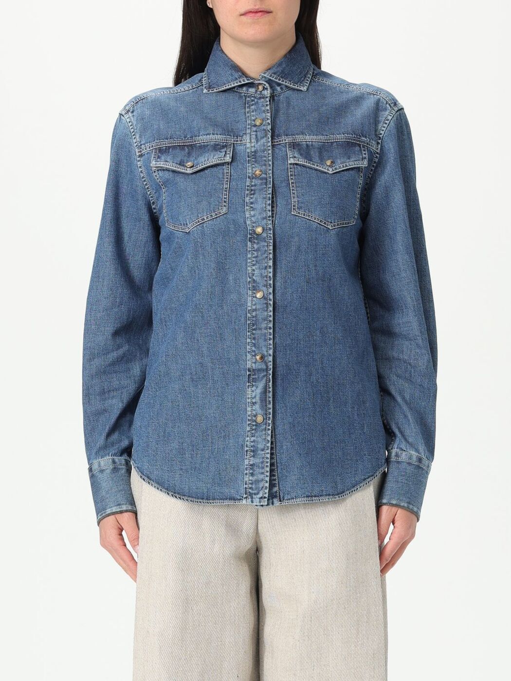 ֥ͥͥ BRUNELLO CUCINELLI  ǥ ֥롼 Shirts MH192NL626 Blue  ...