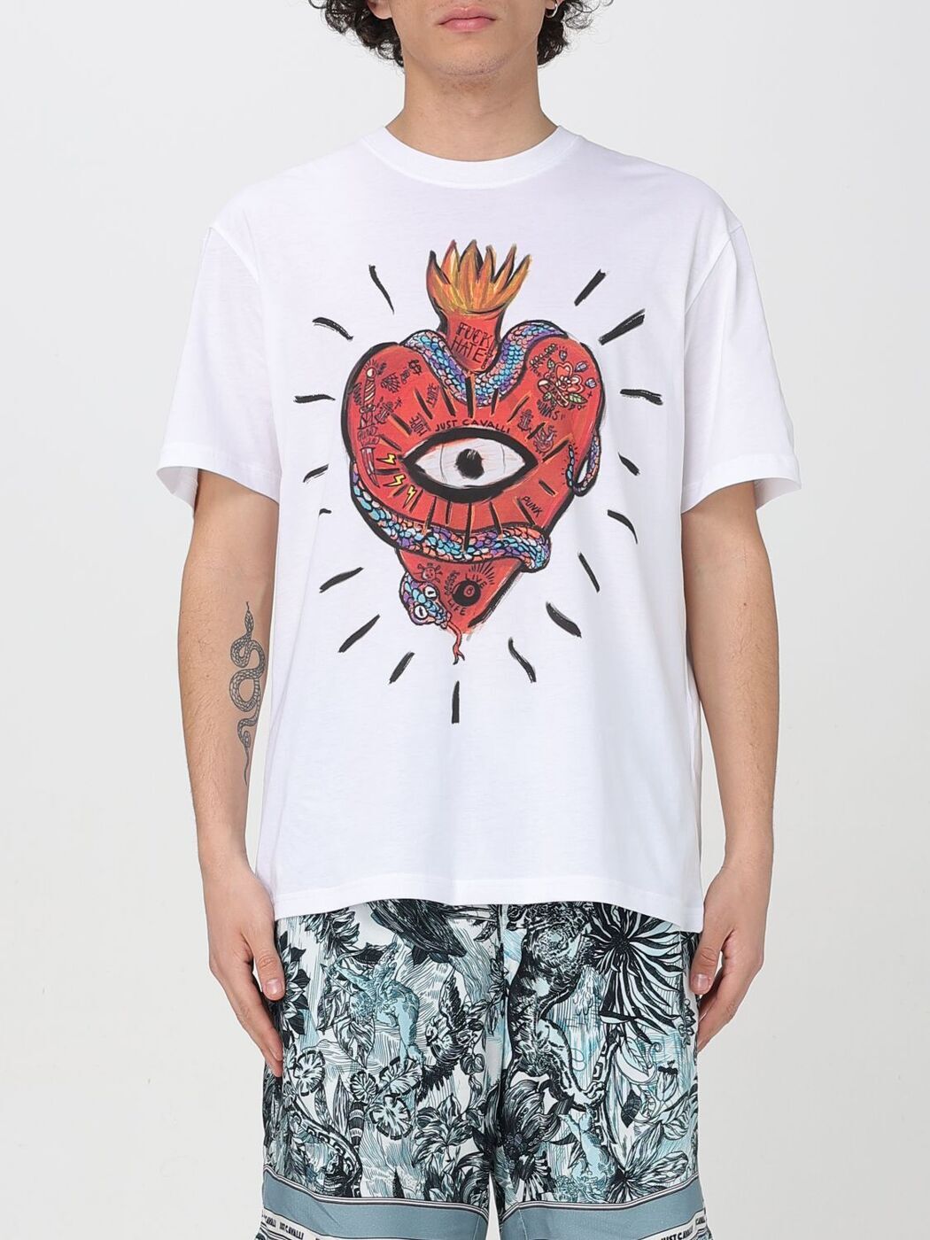 㥹  JUST CAVALLI T  ۥ磻 T-shirts 78OAHA11CJ700 White  ...