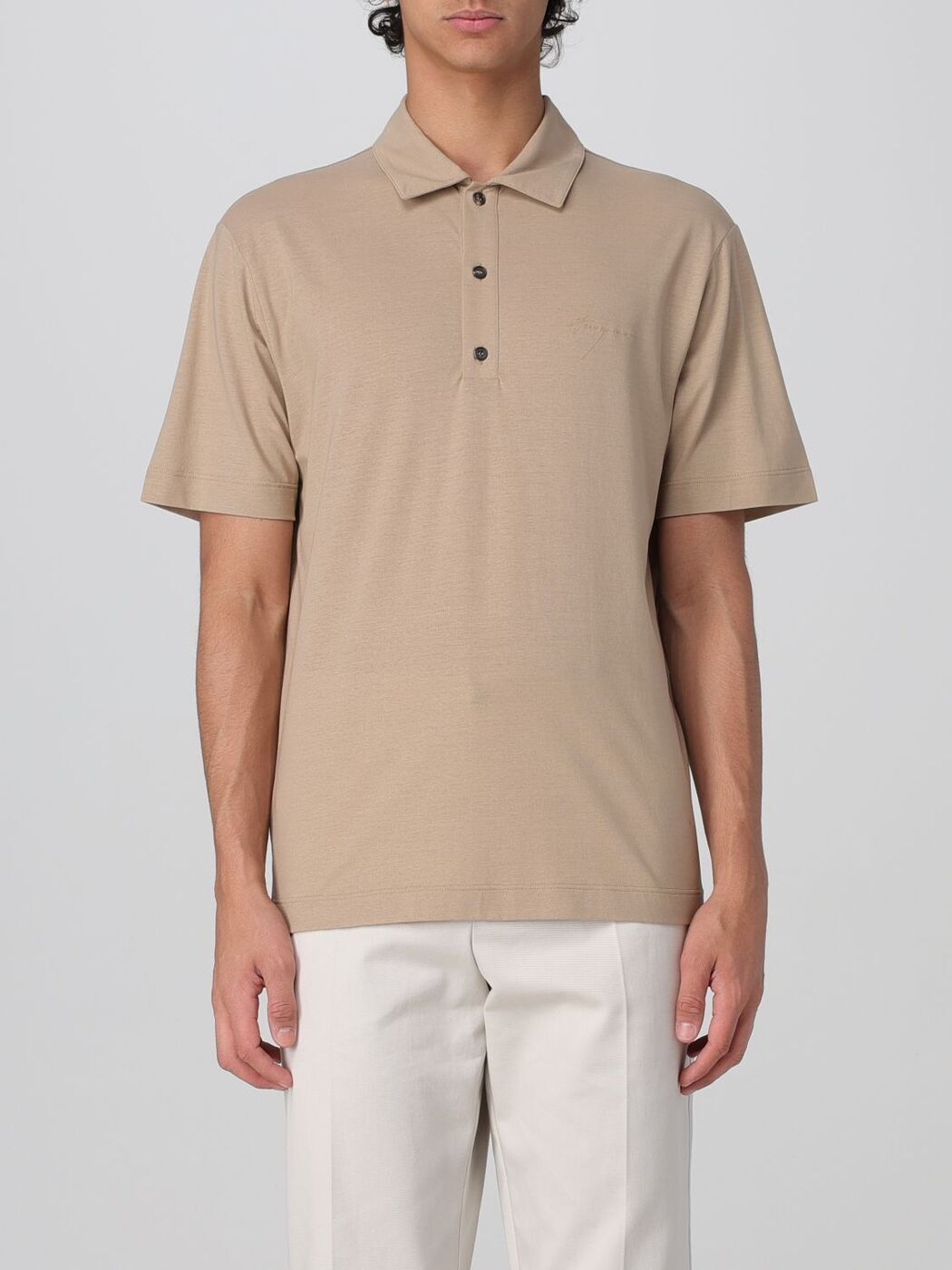 Salvatore Ferragamo ニットポロシャツ (ロゴ) メンズ